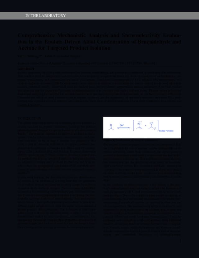 Title page of Stereoselectivity & Spectroscopy in the Aldol Condensation